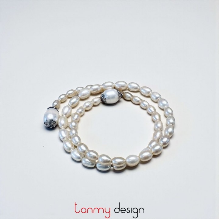 2-loop pearl bracelet with 2 pearl ends